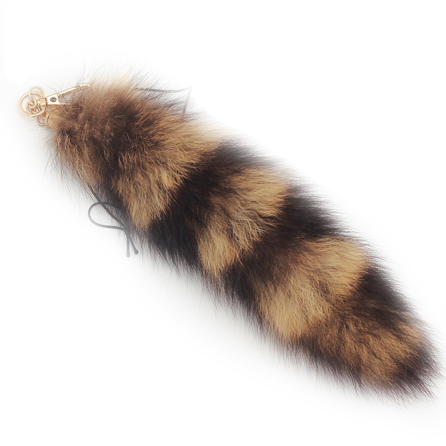 FosrionSuper Huge and Fluffy Real Fox Tail Fur Keychain Pendant – Halloween Cosplay and Stylish Handbag Accessory, Raccoon, Large, Art