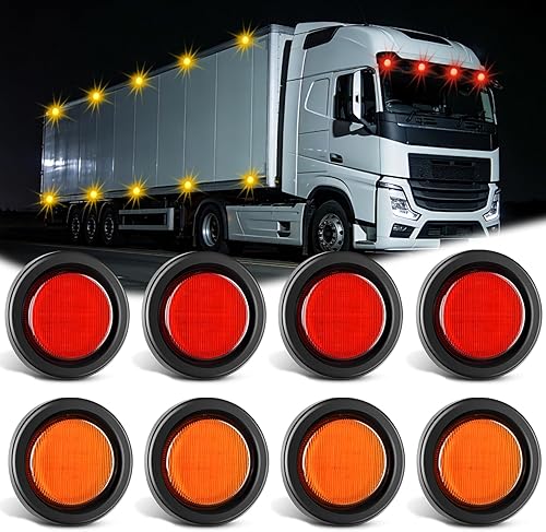 Nilight Luz de marcador redonda de 2.5 pulgadas, 8 unidades, color ámbar rojo, 13 luces de liquidación, montaje empotrado con ojal, coleta,