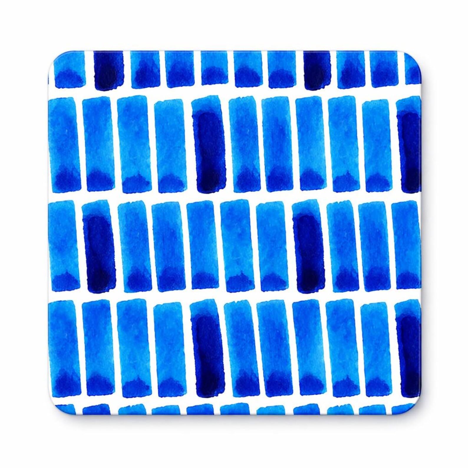 Half A Donkey Multicolor Blue Brushstroke Pattern Coaster – Modern Watercolor Design
