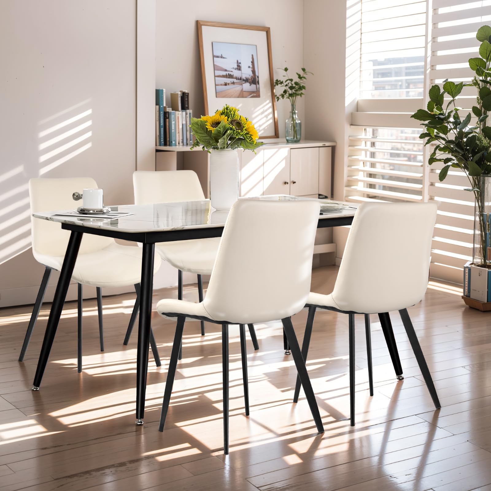 Amazon.com - Aimerive Dining Chairs Set of 4, Faux Leather Dining Chairs, Upholstered Chair ...