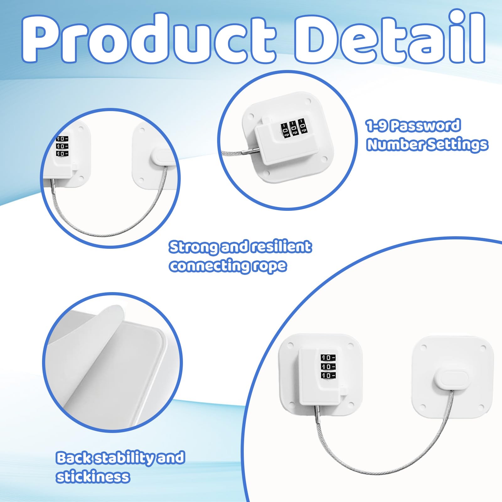 2 Piece Fridge Lock Set, White Window Locks, Door Lock Without Drilling - Image 3