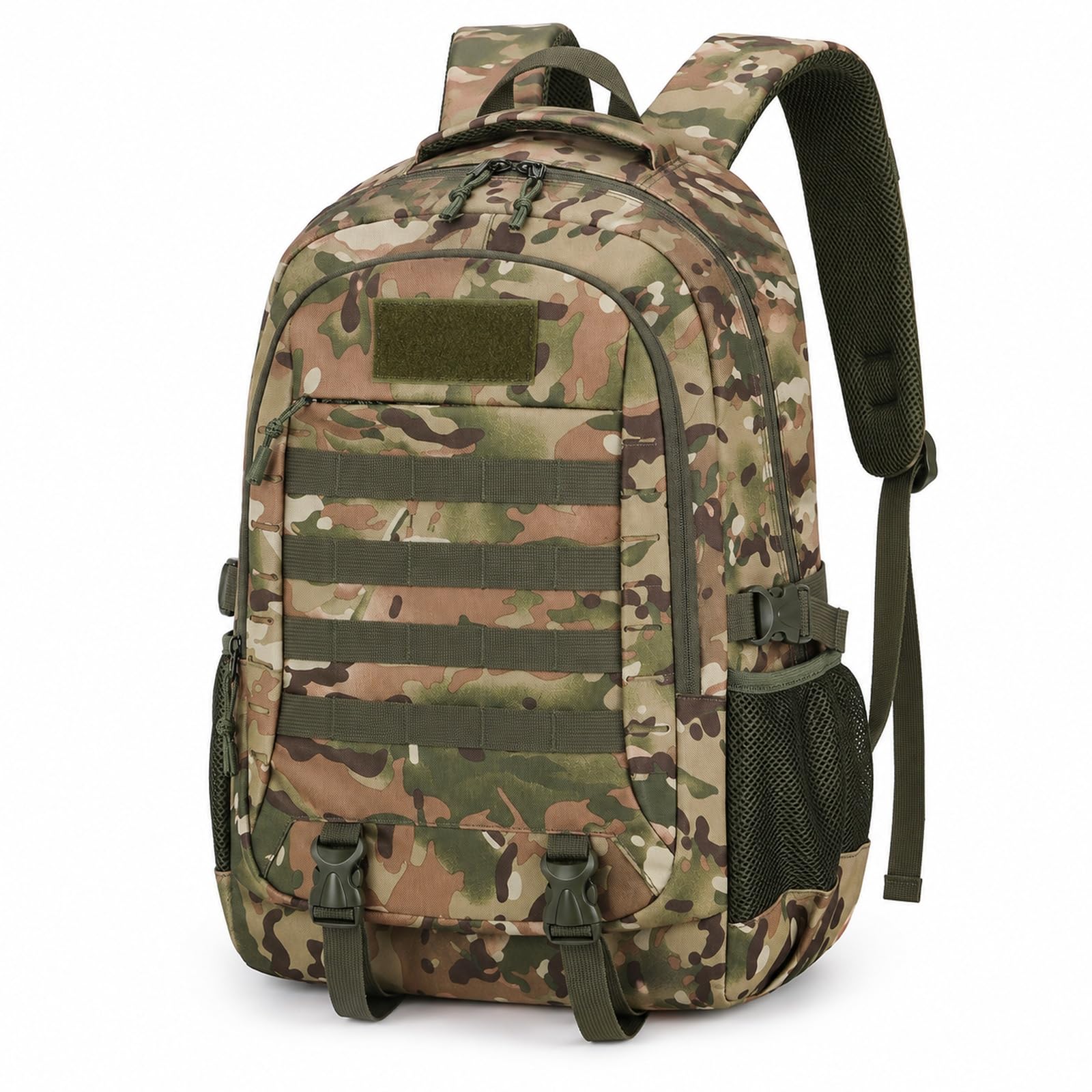 GOOGO Tactical Backpack for Men, 45L Large Capacity Hiking Backpack with Multiple Compartments, Waterproof Outdoor Rucksack for Camping, Travel, Sports and Fishing (Camouflage)