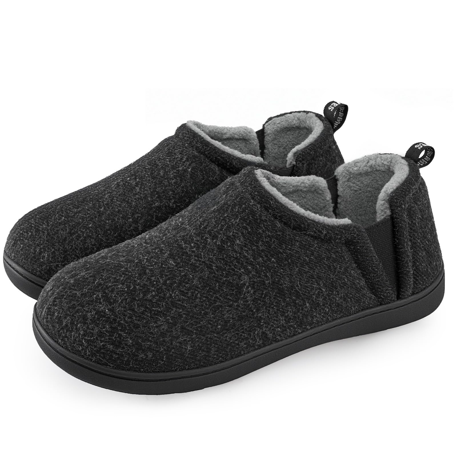 Men's Faux Wool Slippers Comfy Warm Winter House Shoes with Elastic Gores