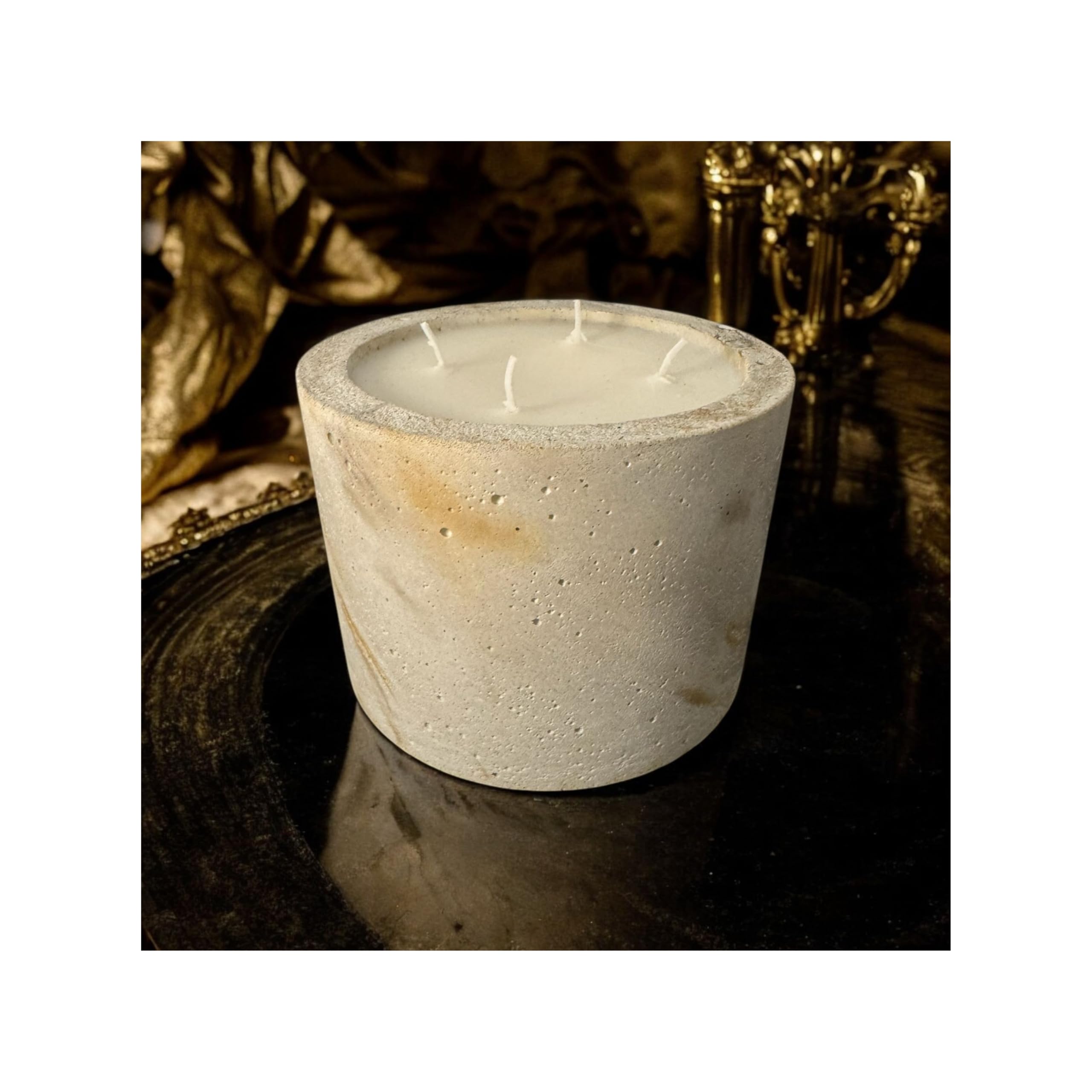 Siena Velas artesanales redondas recargables, contenedor de hormigón mármol hecho a mano, cera natural, fabricado en Bélgica (Large redondo, jardín aromático)