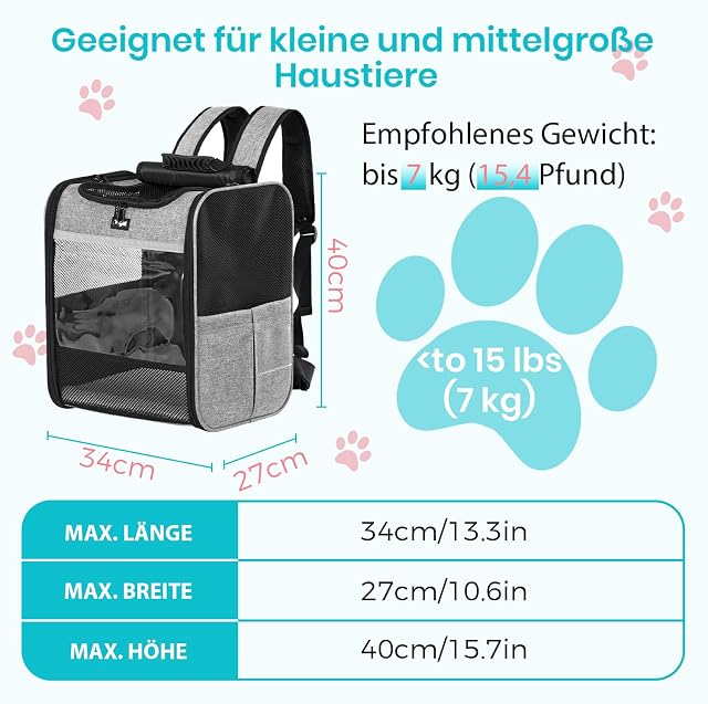 Foto 2 de 8 de Dogat Mochila transportadora para Gatos, Mochila transportadora para Mascotas, para Cachorros
