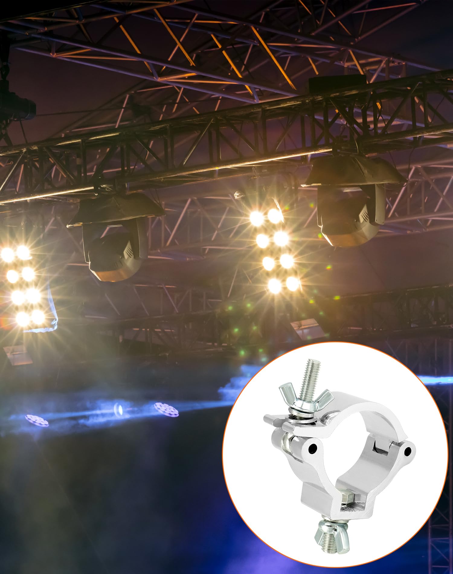 QWORK® 8 Abrazaderas para Iluminación de Escenario, 48-51 mm, Carga Nominal hasta 100 kg, Soporte para Truss de Aleación de Aluminio