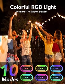 Portable Bluetooth Speaker with True 30W Stereo Sound, Enhanced BASS 3.0 and 3 RGB lights, IPX7 Waterproof, 24H Playtime, TWS Wireless Pairing, Outdoor Wireless Speaker for Home and Hiking