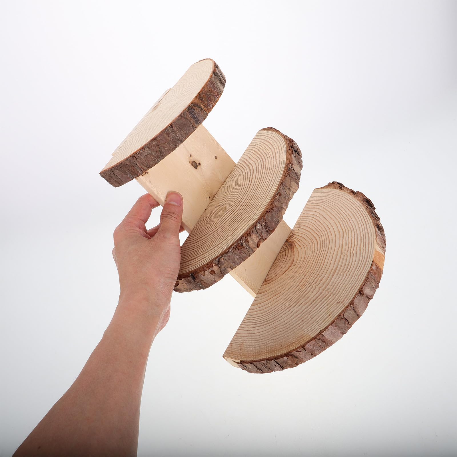 Zerodeko Alzatina per Torta in Legno Multi-tier Beige, Stile Rustico