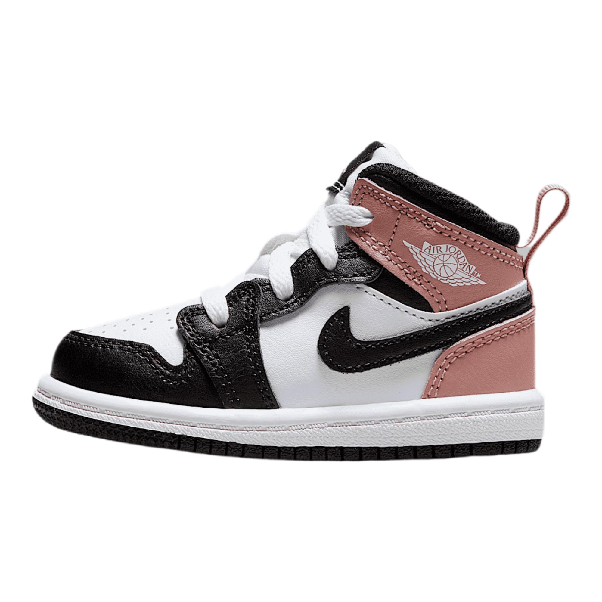 Jordan 1 Mid Baby/Toddler Shoes (DQ8425-100, White/Rust Pink/Black) Size 8
