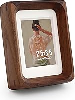 Zelvix Walnut Wood 2.5x3.5 Polaroid Picture Frame, Matted to 2x3 with Plexiglass, Small Natural Wood Frame for Tabletop or Wall Mount