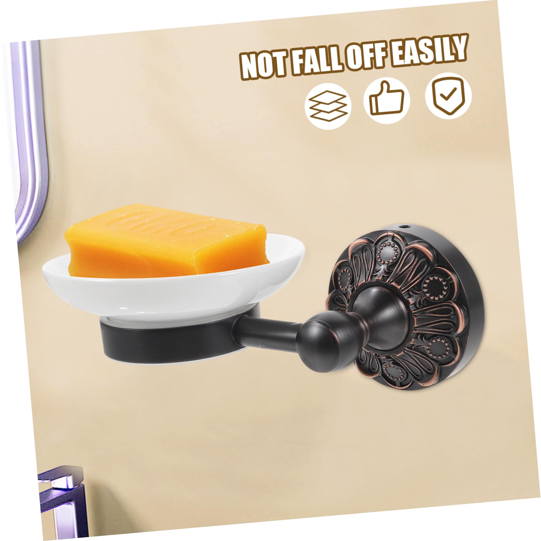 Jabonera Ovalada de Pared en Cobre Negro para Baño y Cocina | Esquinas Discretas, Tornillos Ocultos, Accesorios Completos para Montaje Fácil