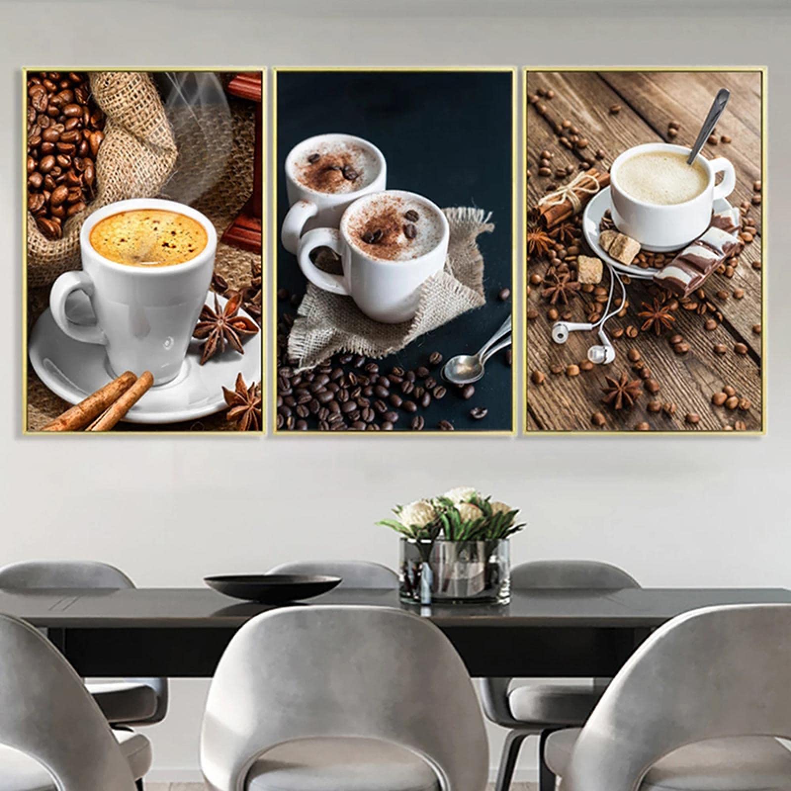 Yooyu Canvas Poster Chocolate Coffee Breakfast Wall Art Painted Food Poster And Printed Nordic Restaurant Cafe Home Decoration 60X90cm(24X35in) X3 No Frame