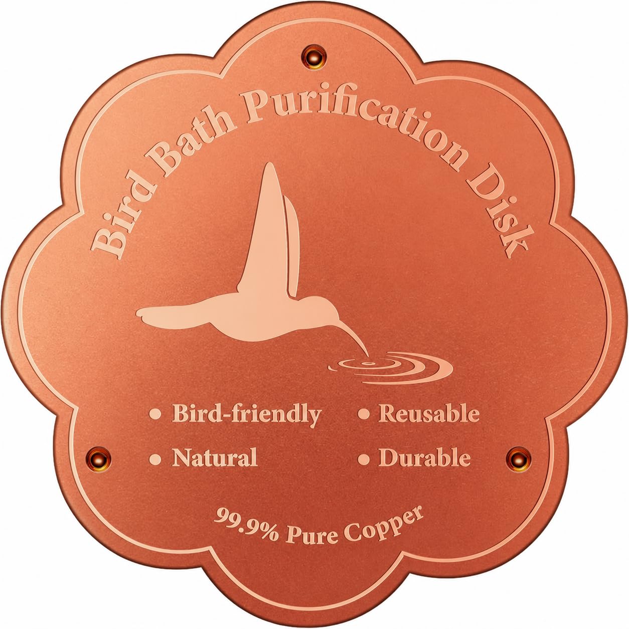 99.999% Pure Copper Bird Bath Purification Disk, Shape of Hummingbird — image 1