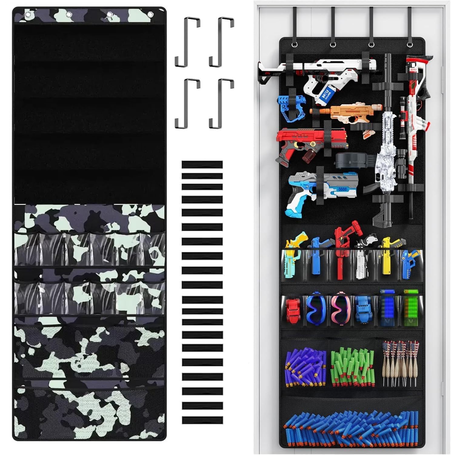 Organisateur de pistolet à jouets de porte camouflage pour créer un stand de tir