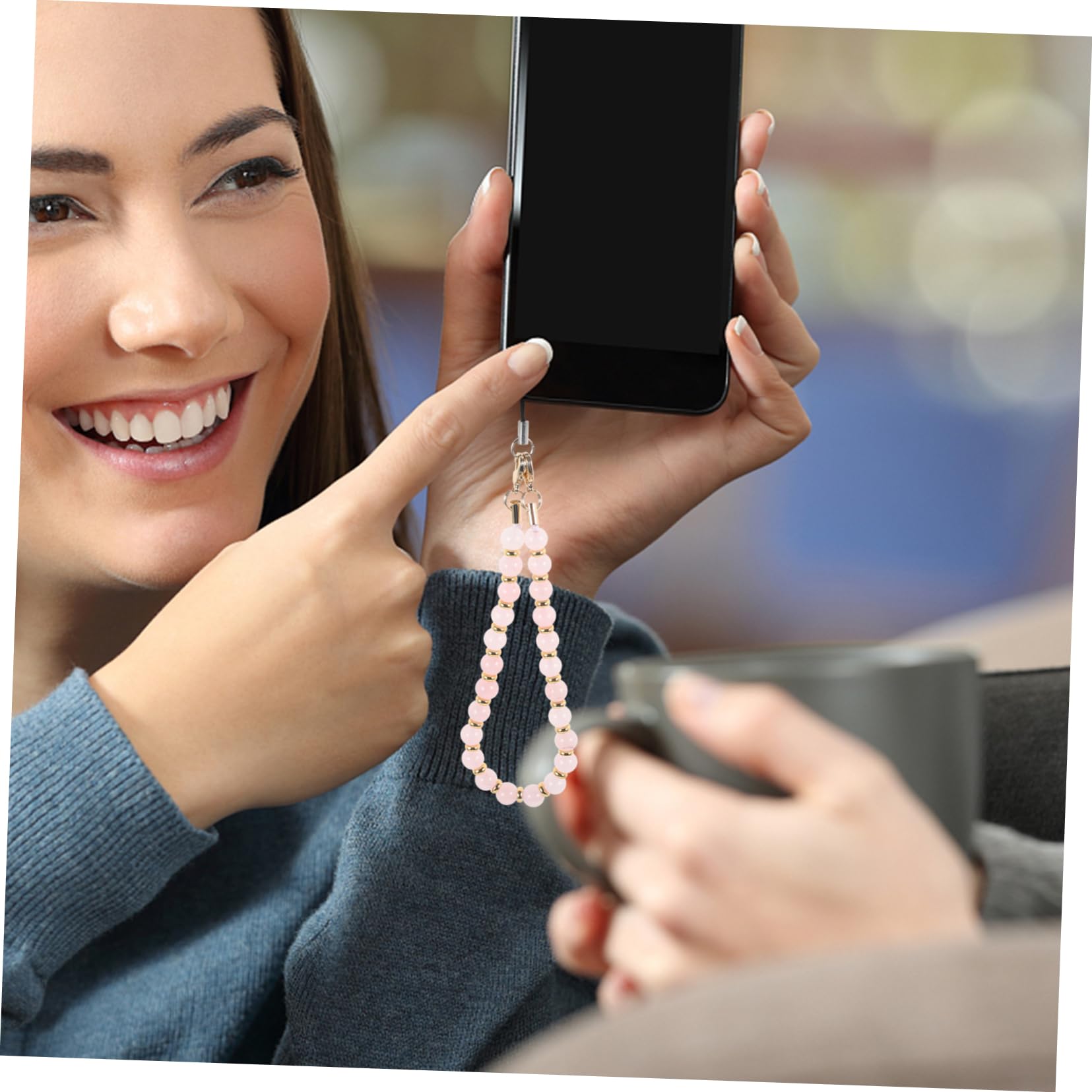 SHINEOFI Ciondolo per Telefono con Perline Laccetto per Smartphone Decorazione e Multifunzionale Compatibile con Facile Usare