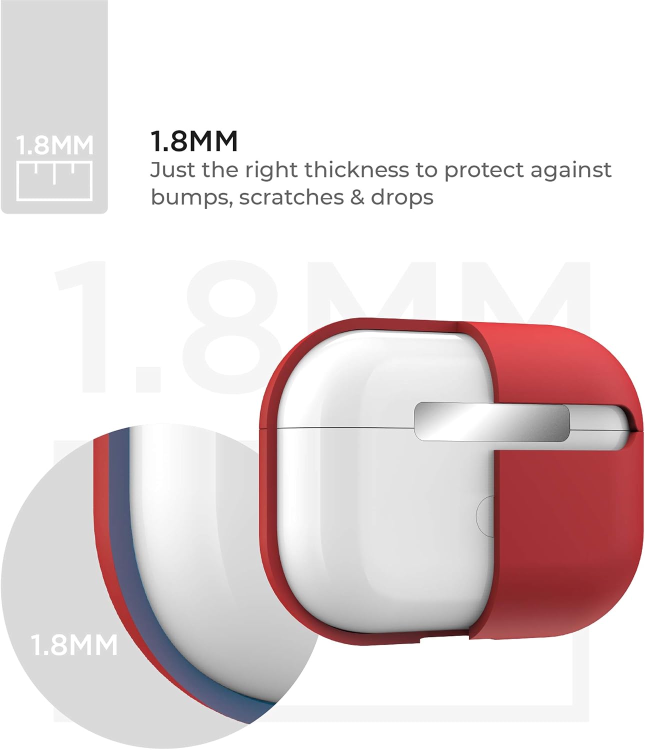 Proof Labs AirPods Pro Case Cover Protective Silicone (Lid Improved) (Red) - Image 3