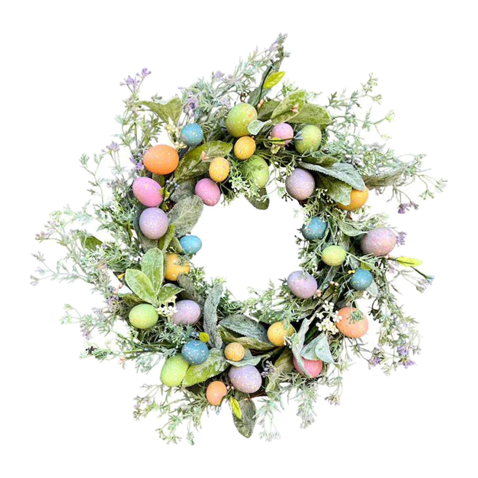 MagiDeal 17,72-Zoll-Kranz, Außenanhänger, Hase, Ostern, Bunte Ei-Girlande für Requisiten