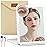FUNTOUCH Large Rechargeable Travel Makeup Mirror with Light, Portable Makeup Mirror with 10X Magnifying Mirror 3 Lighting Modes, Dimmable Touch Screen, Tabletop Folding Travel Mirror with Storage Bag