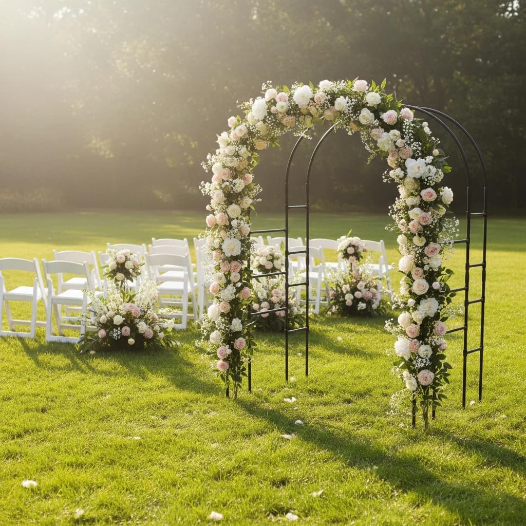 Garden Arch Trellis，Garden Arch Trellis for Climbing Plants - 59" L x 86.6" H Metal Outdoor Arbor with Rust-Resistant Coating - Perfect for Weddings, Patio, Lawn Decor & Vine Support