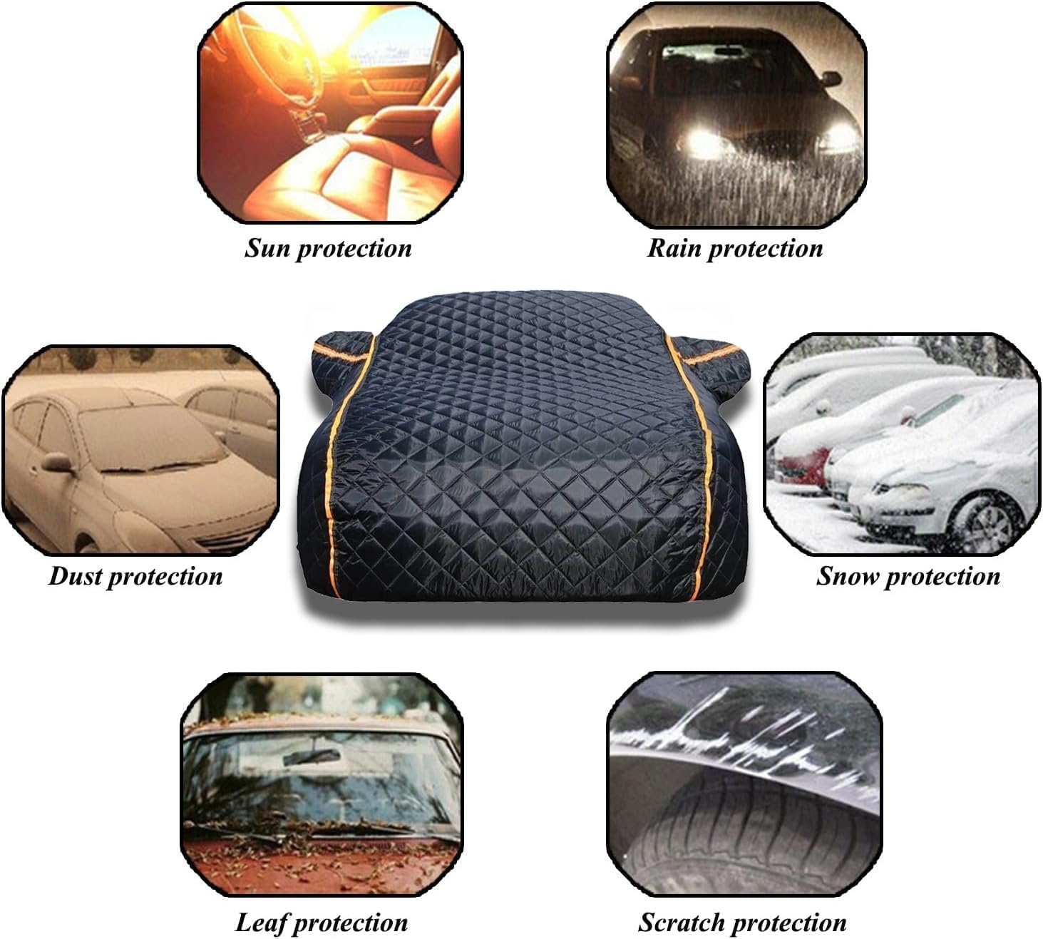 Housse Voiture Exterieur Anti Grele pour Hyundai Kona 2024-2026 | Bâche Voiture Anti-Grêle 5 Couches en Coton Rembourré Imperméable Protection Neige Pluie UV Rayures,Tous Temps