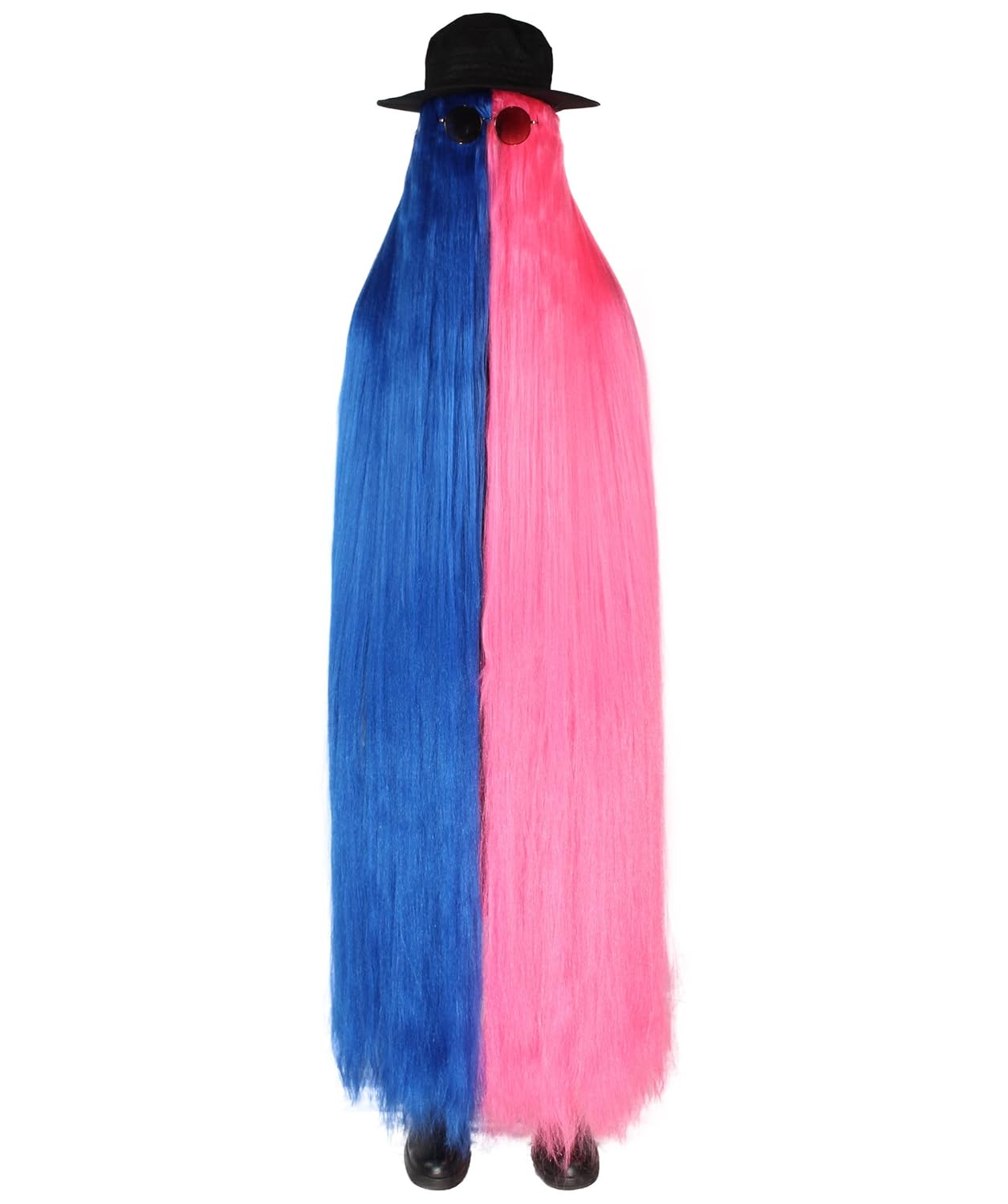 HPO Adult Unisex 66-inch Playboy Cousin Costume Wig with Sunglass and Hat, Multi-color options, Best for Halloween, Flame-retardant Synthetic Fiber