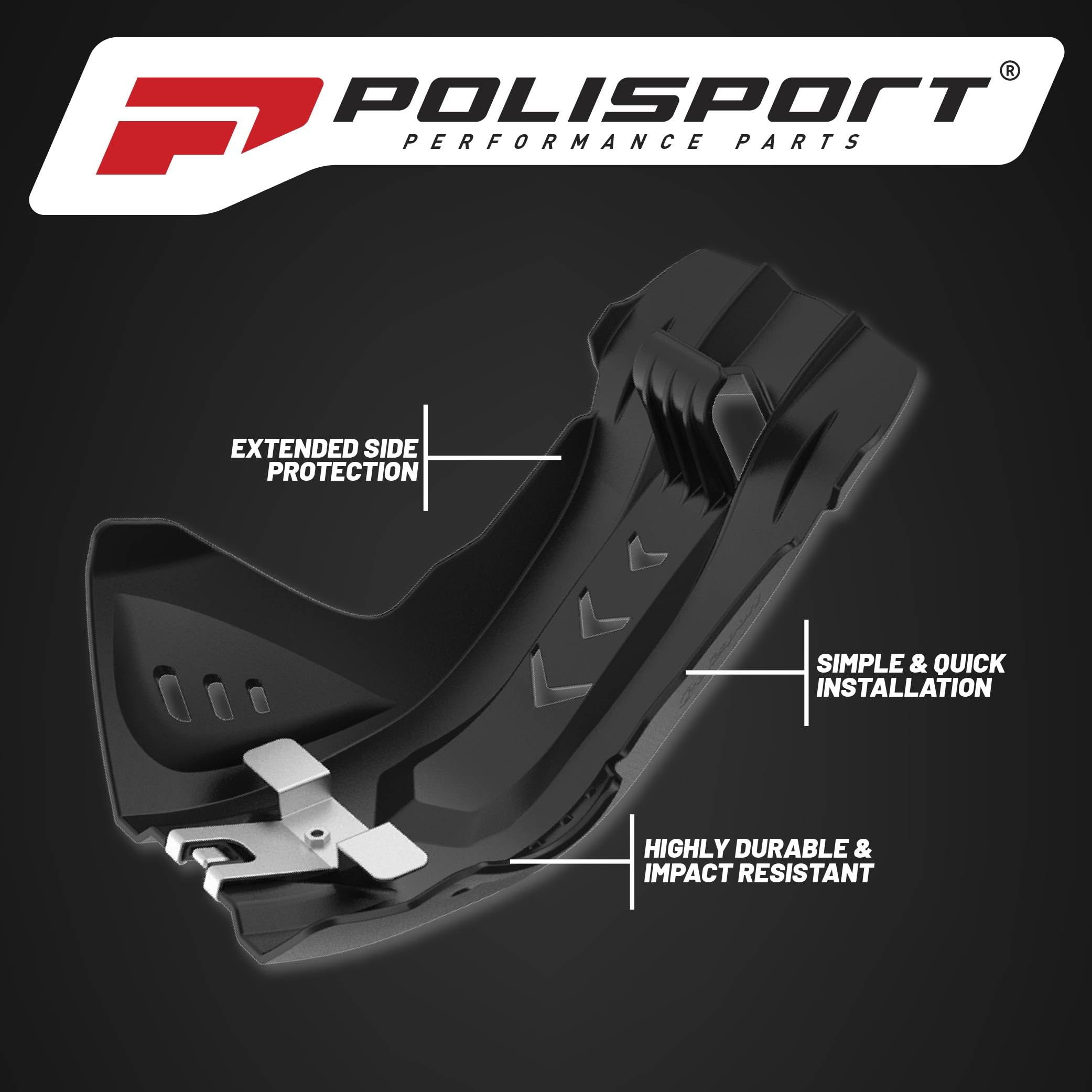 POLISPORT 8468900004 - Płyta ochronna silnika Fortress z wytrzymałego i wytrzymałego lekkiego tworzywa sztucznego, kompatybilna z motocyklami KTM, HUSQVARNA w kolorze czarnym