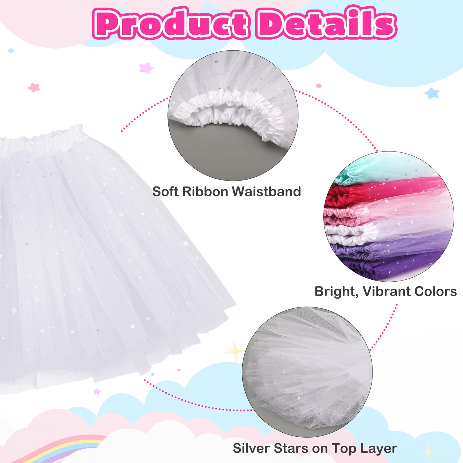 Kilofly - Set di 6 tutù per balletto, per bambini, per feste di compleanno, principessa, per feste