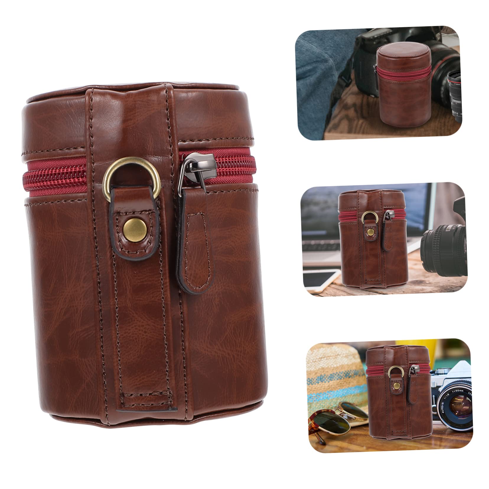 Mikikit 3Pcs Sacchetto Della Macchina Fotografica Custodia In Pelle Per Monete Protezione Dell'Obiettivo Della Fotocamera Macchina Fotografica Professionale Supporto Flash In Pelle