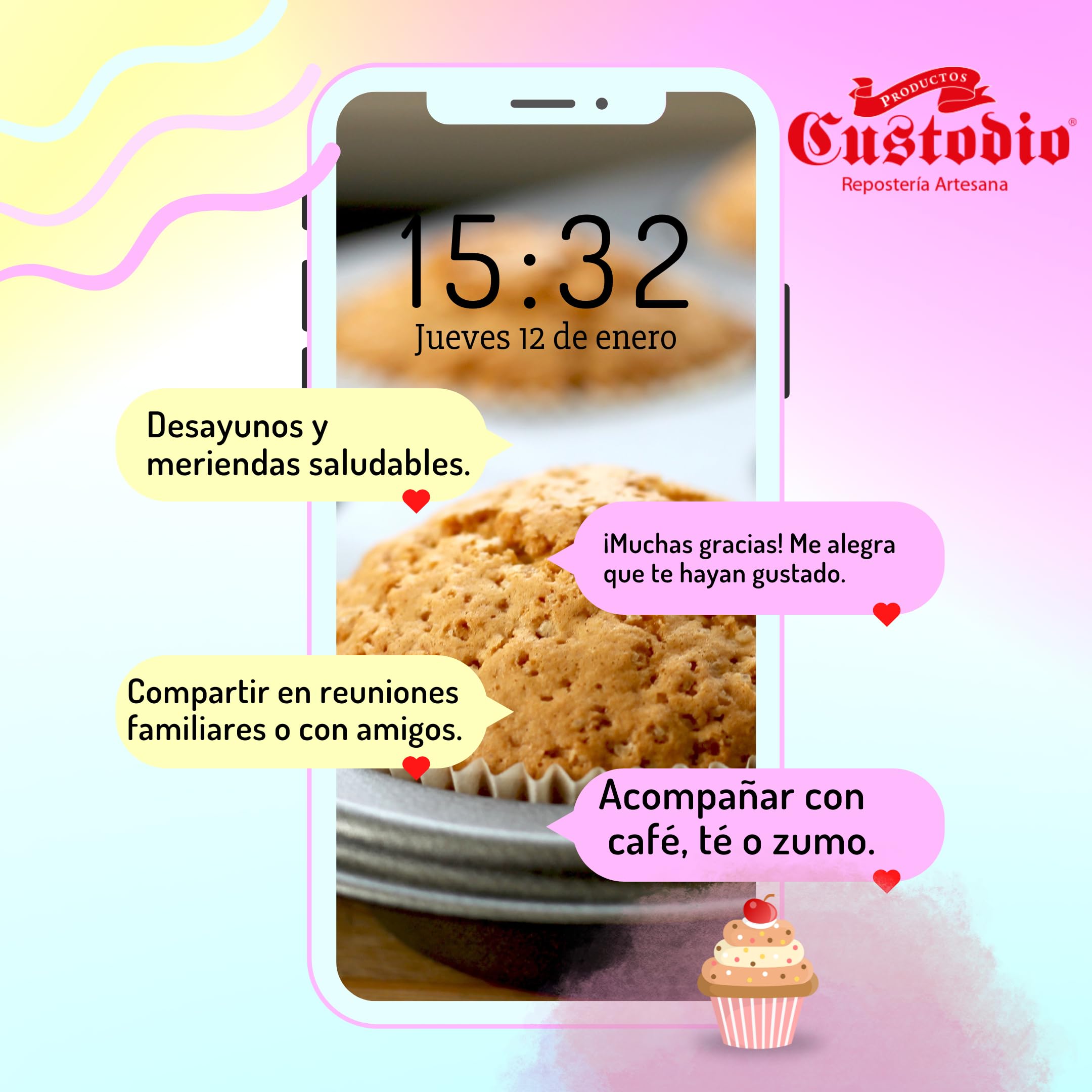 Magdalenas Integrales Sin Azúcar · Obrador Artesanal · Caja 24 Uds 2Kg · Desayuno Diario