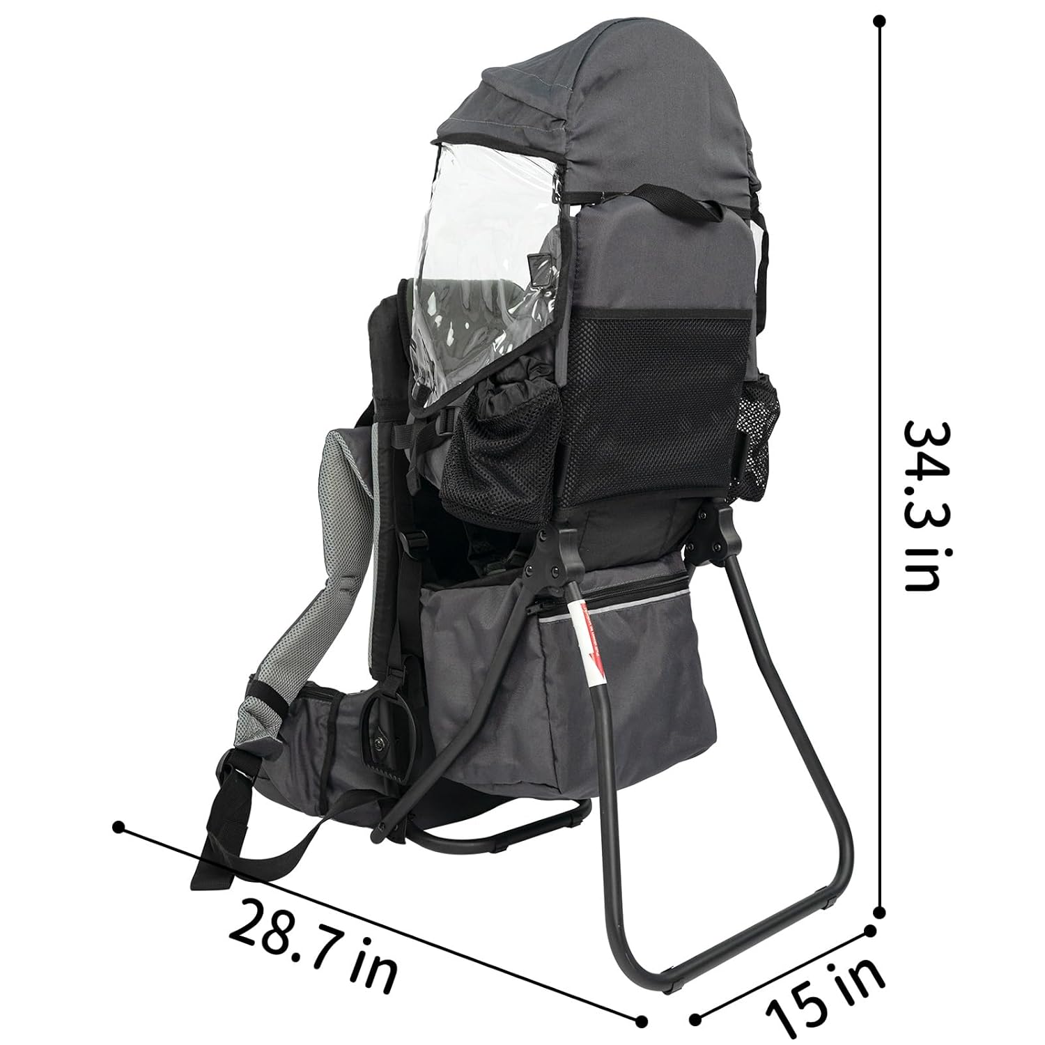 Baby Backpack Carrier for Hiking, Toddler Hiking Backpack with Rain & Sun Hood Adjustable Straps & Waist Belt Ergonomic Child Carrier Foldable Frame Lightweight Large Capacity for Outdoor Travel