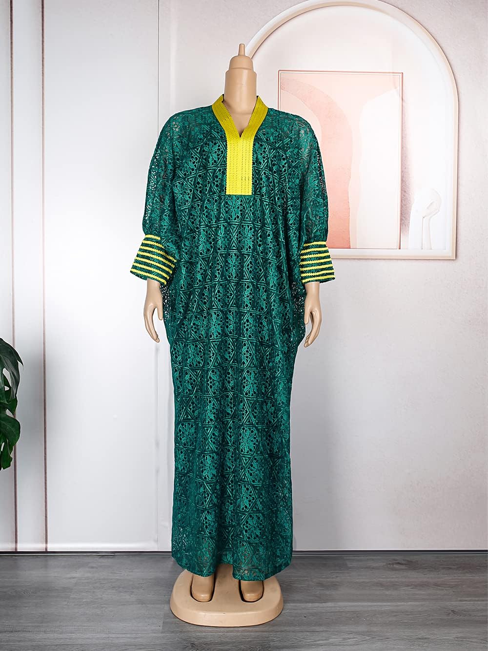 HD Women's African Style Bubu Dress Nigerian Luxury Lace Gown One Size - Image 3