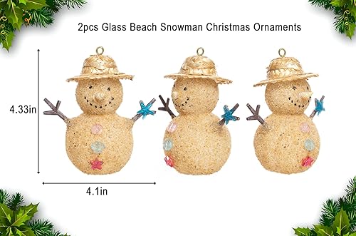 Miniatura 2 de 2 adornos de Navidad de cristal soplado para playa, muñeco de nieve para colgar en la playa, adornos para decoración de árbol de Navidad