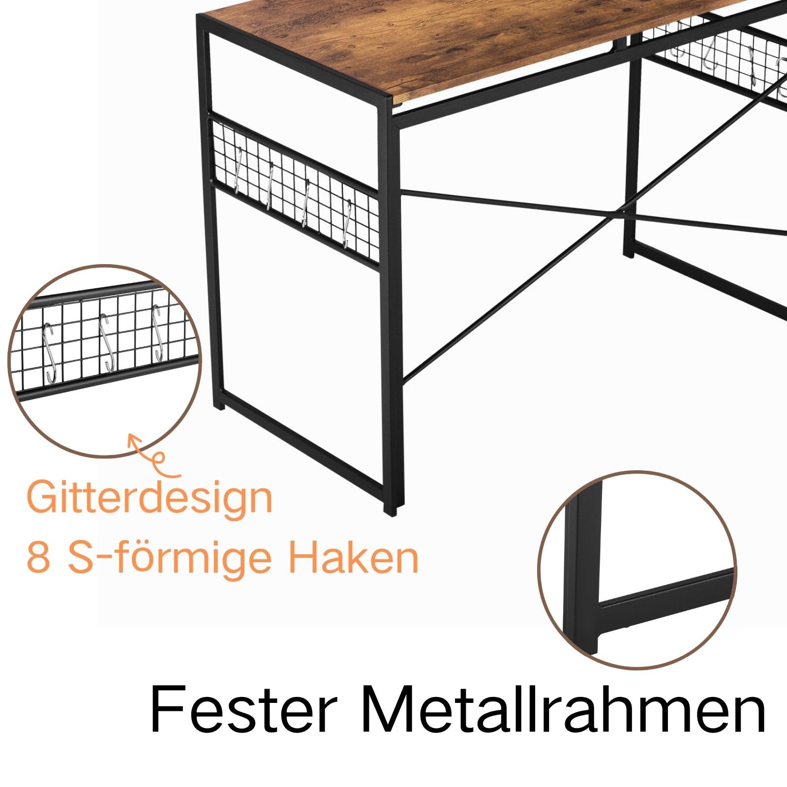 FurnitureR Zeichentisch faltbar 100x50cm - Künstler Tisch mit Neigungsfunktion? Nein! Stattdessen: Stahlrahmen + 8 Haken für Pinsel/Eimer, 50kg, 5,5cm flach