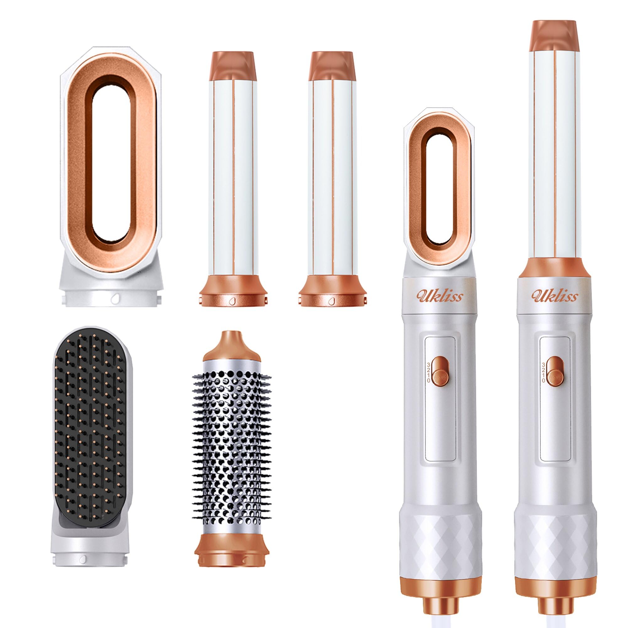 Magic Styler 5 in 1 Hair Styler, UKLISS Airstyler for Women, 1000W Hair Dryer Brush with Auto Wrap Air Curler Wand, Hair Straightener Brush, Round Brush Hair Dryer for Volumise, Curls, Style