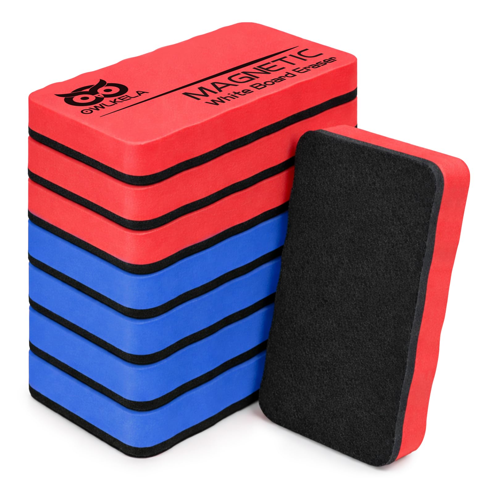 OWLKELA 8 Pcs Dry Erase Erasers, Blue and Red