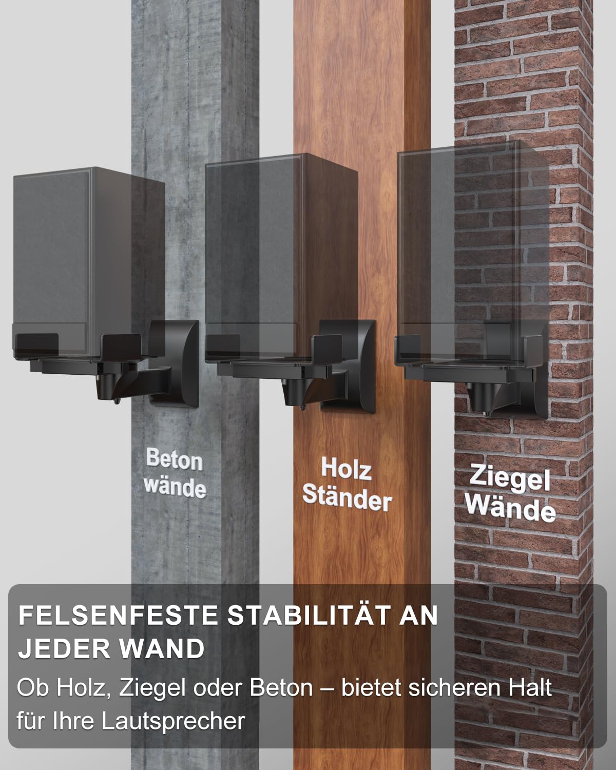 WALI Lautsprecher-Wandhalterungen, Zweifache Halterung für Große Surround-Sound-Lautsprecher, je bis zu 25 kg Tragfähig (SWM201), Schwarz
