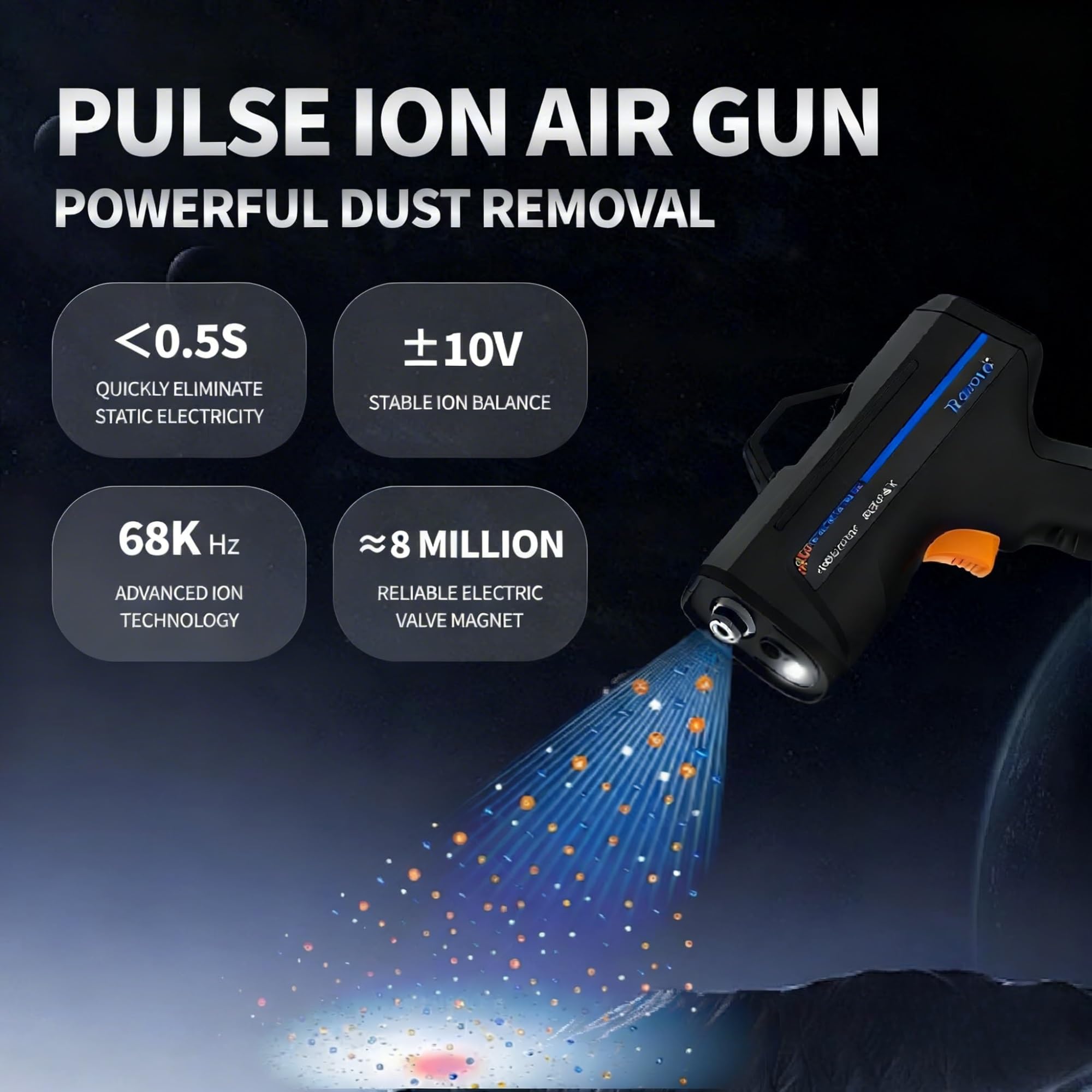 Pistola de aire ionizante de mano con luz de detección, eliminador de estática industrial para una eliminación eficiente del polvo y la electricidad