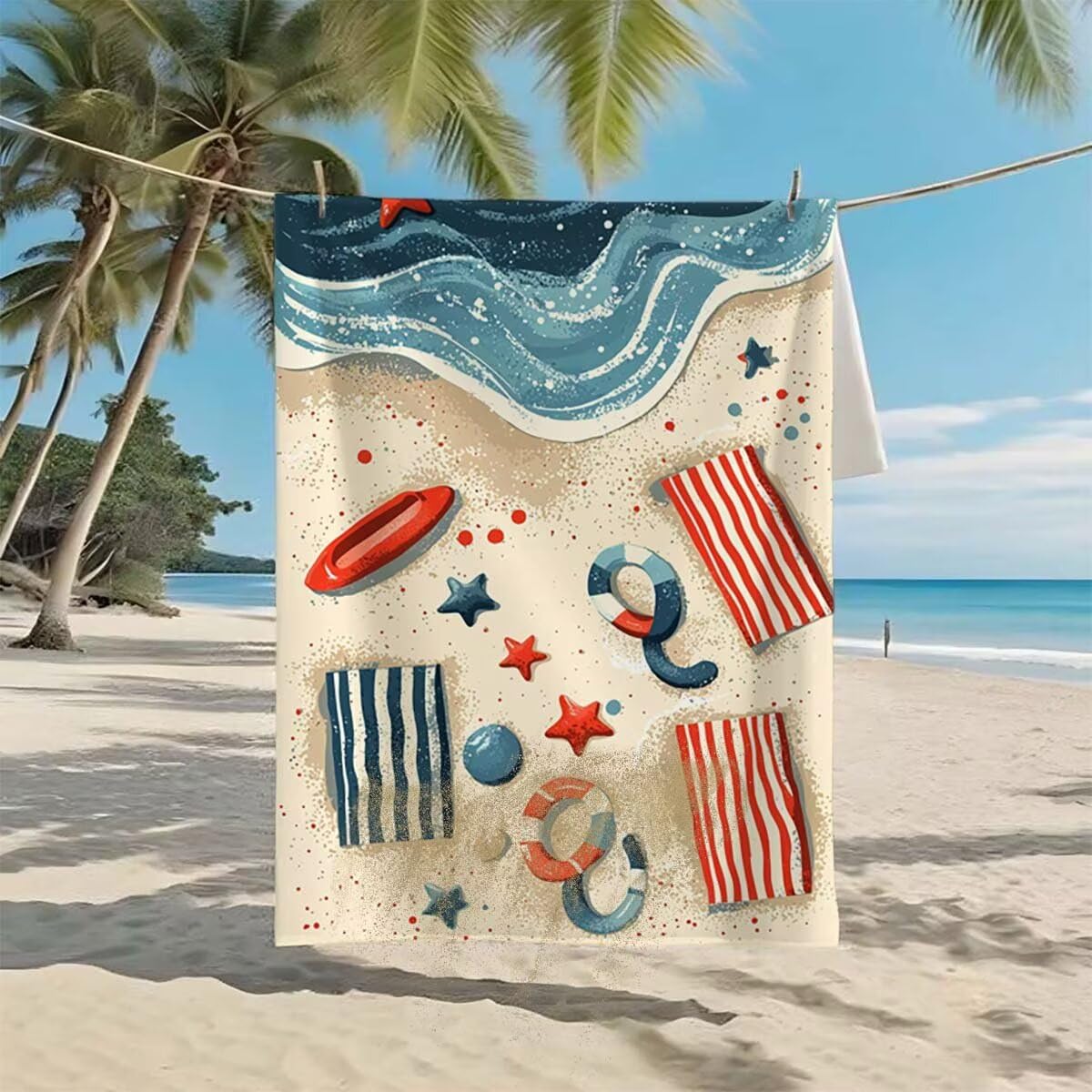 Telo Mare XXL 220x100cm/35x70cm, 2 Set Telo Mare Microfibra Oceano Asciugamano Palestra Uomo, Antisabbia, Leggero, Asciugatura Rapida, Teli da Spiaggia Grandi Accessori per Camping Natation Yoga D-30