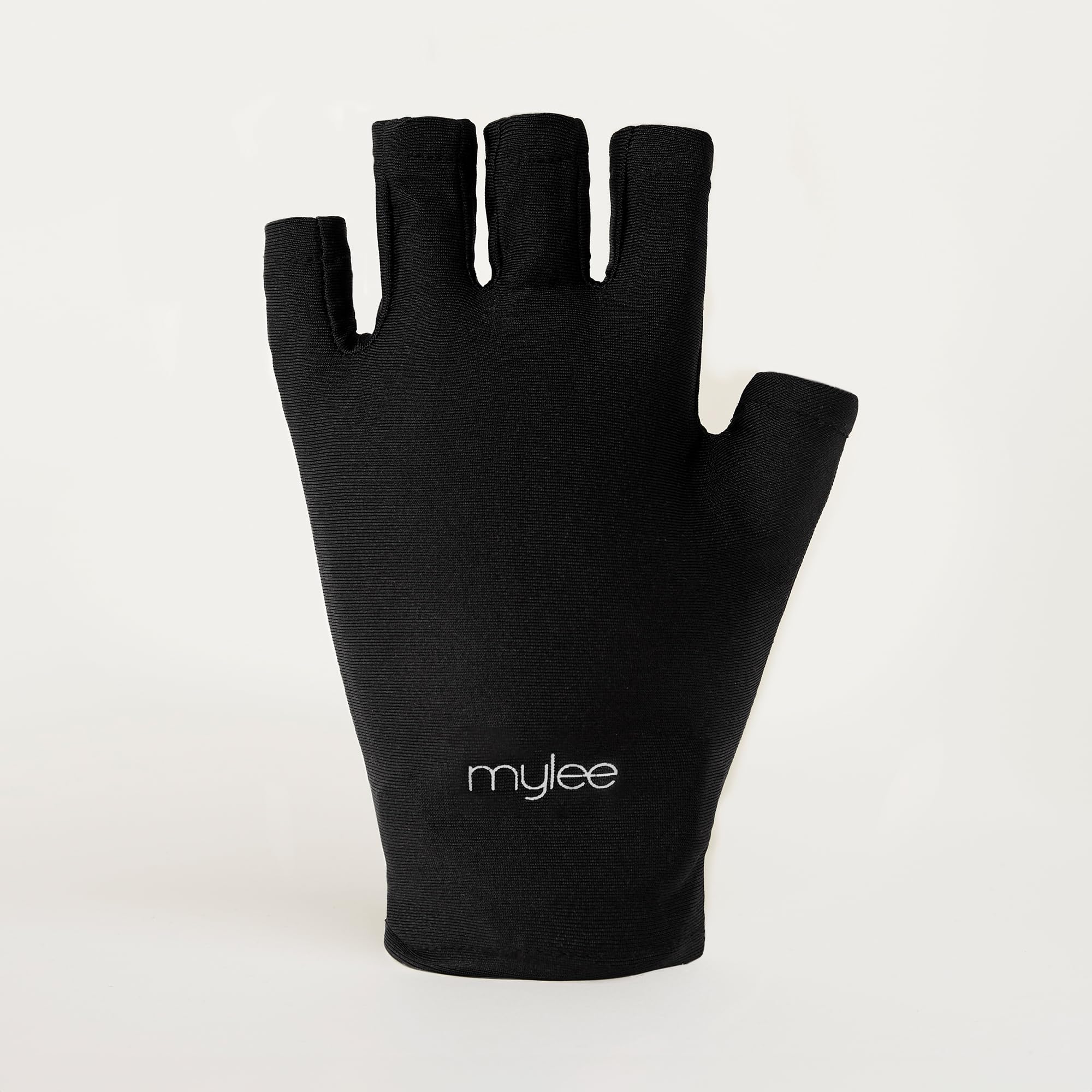 Mylee Guanti Protezione Raggi UV per Manicure Gel, 2x Guanti Neri Senza Dita per Smalto Semipermanente con Protezione UV UPF 50+, per Proteggere la Pelle Durante Manicure in Gel con Lampada per Unghie