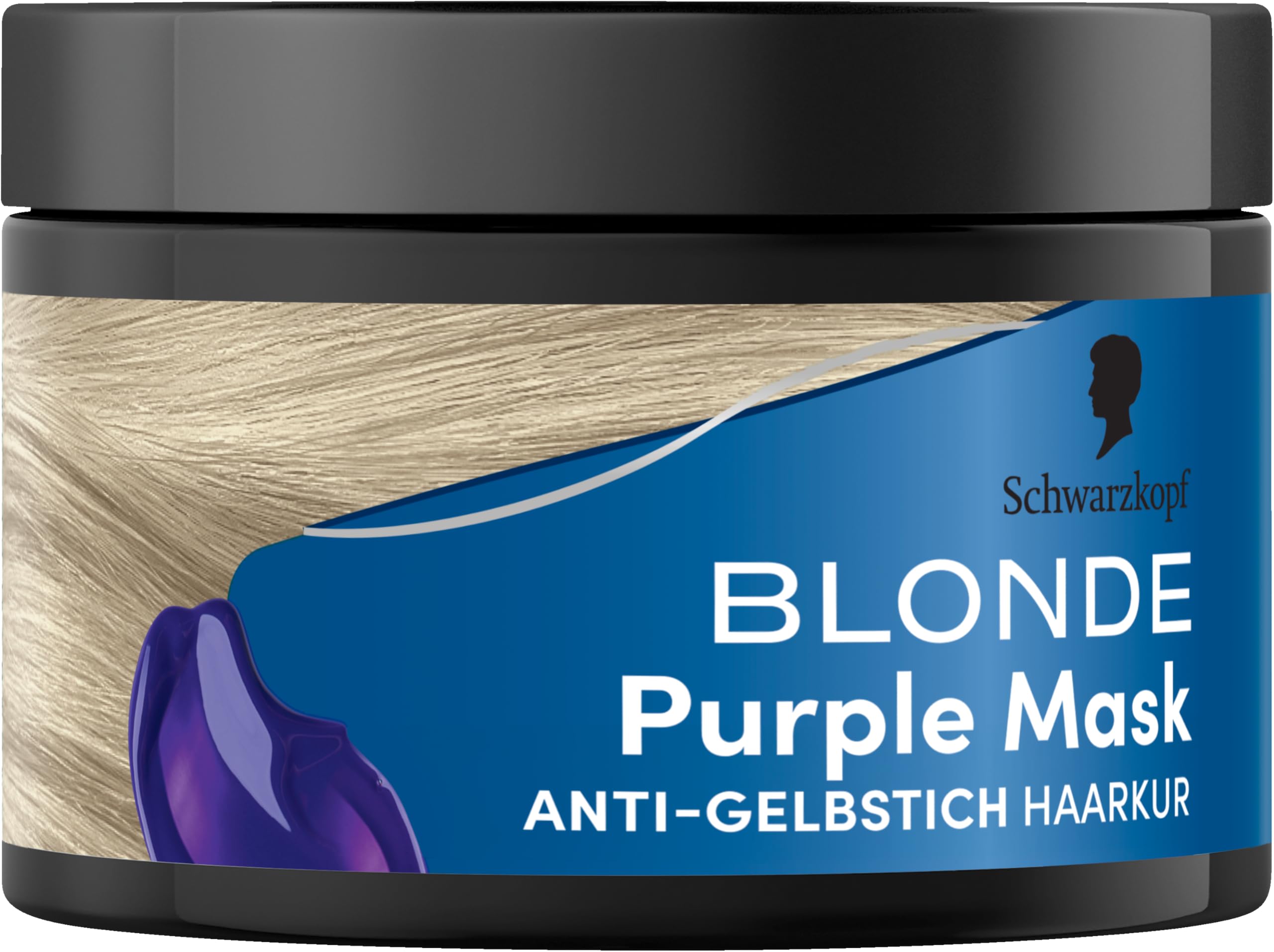 Schwarzkopf Blonde Purple Mask (150 ml), Purple Mask with Anti-Yellow Tint Effect, Neutralises Yellow Tones and Nourishes Lightened, Highlighted & Grey Hair, Vegan & Silicone-Free