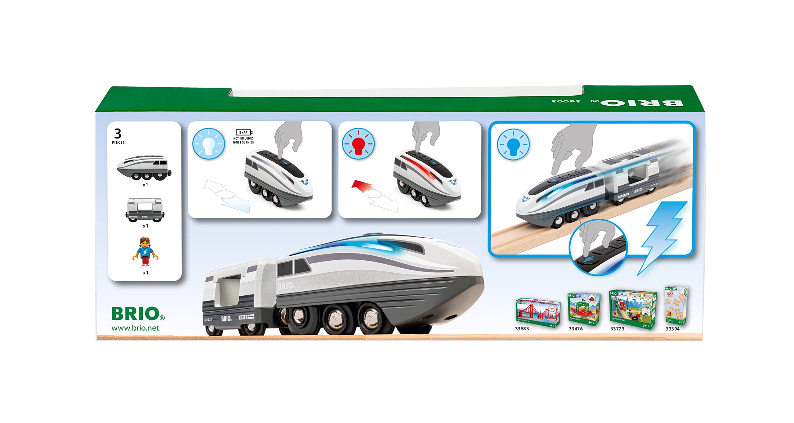 Brio - Tren Turbo, BRIO Ferrocarriles, Tren Juguete, Juguetes Niños 3 Años o más, 7 Piezas, Juegos Educativos 3 Años