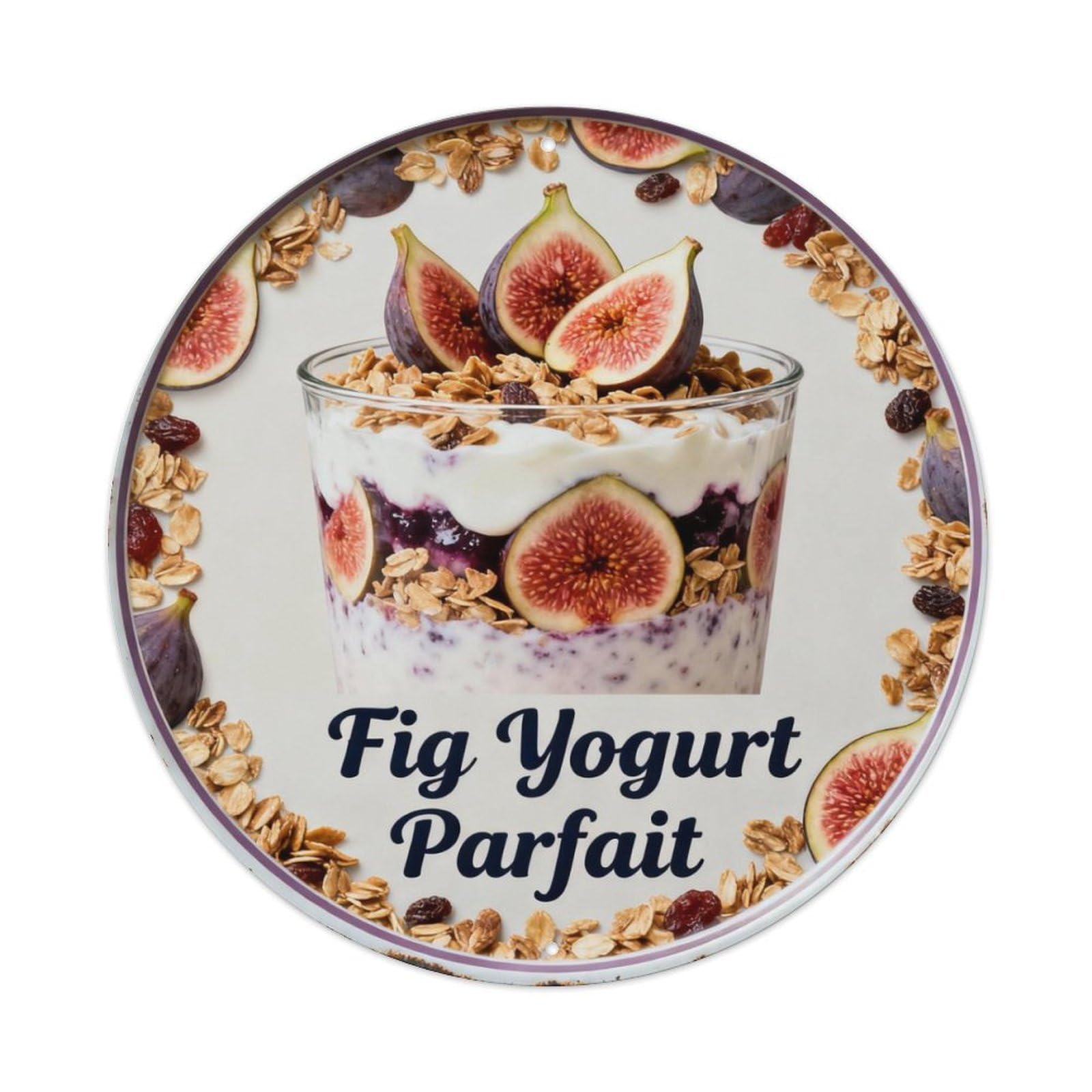 Fig Yogurt Parfait Metal Tin Sign Plaque