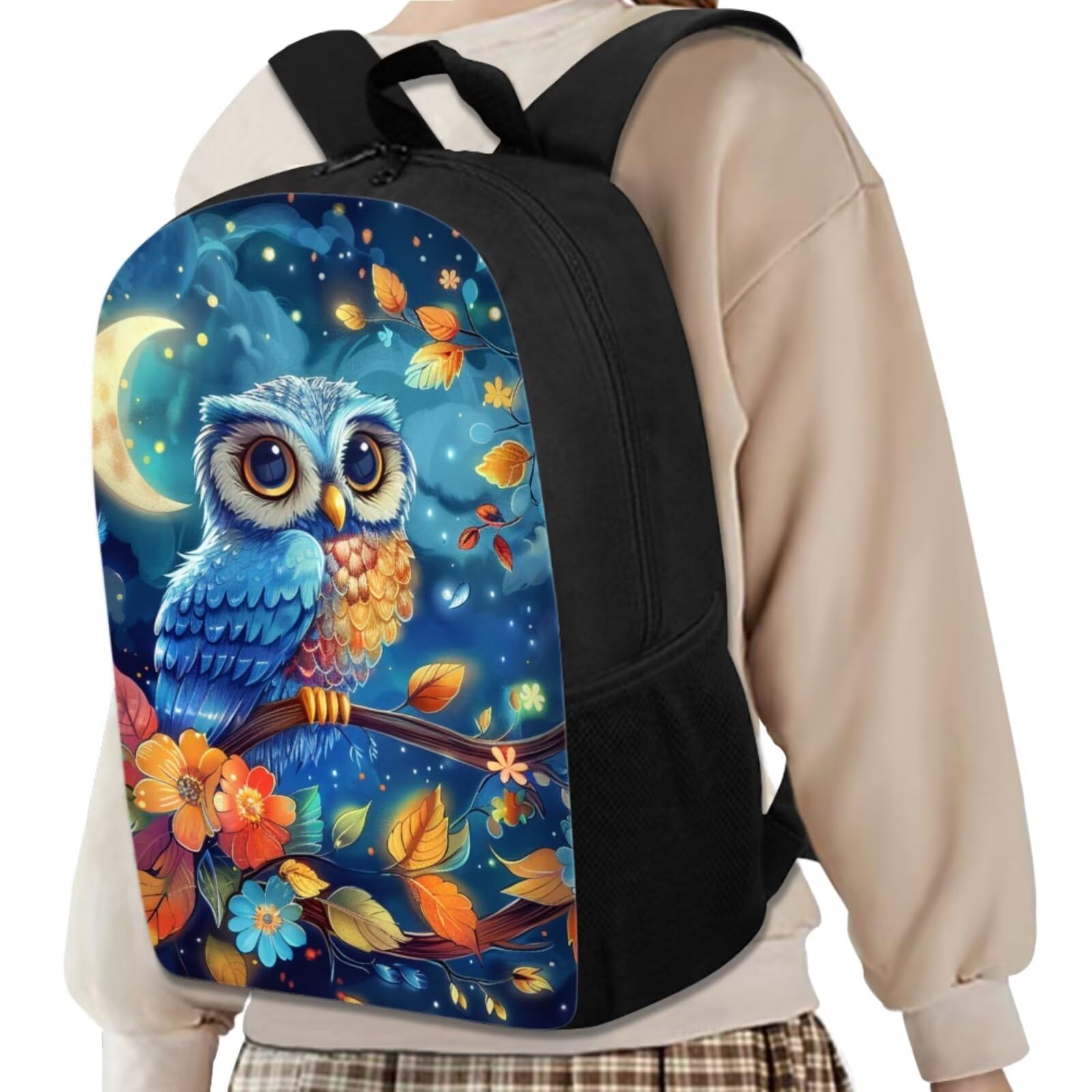 AZULCUSTO Owl Kids Backpack and Lunch Box Set Boys Girls 7-9 Elementary School Supplies Essentials 4 pcs Aesthetic Bookbag Teen Girls School Backpack To Store Pens,Crayon Box,Snacks,and Toys