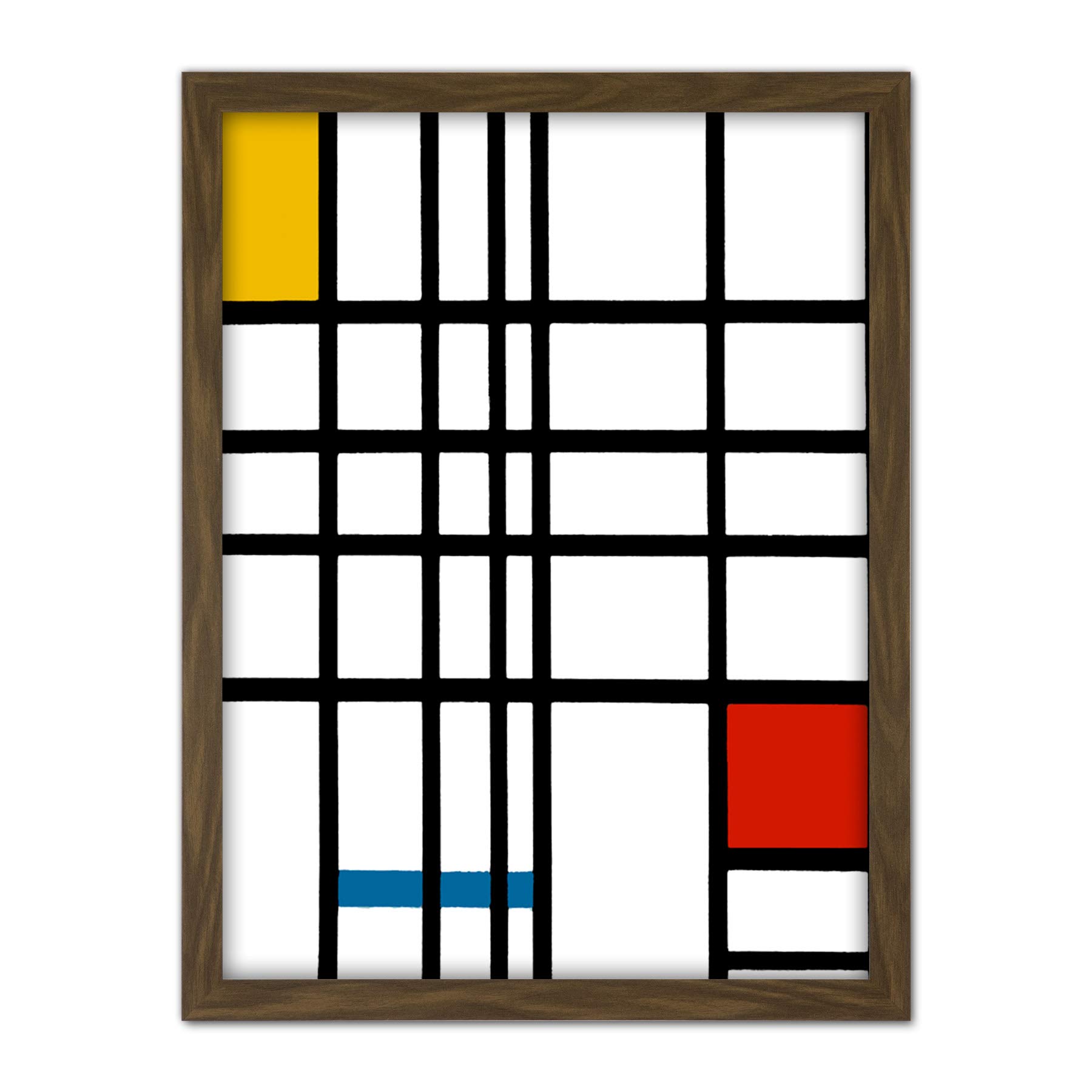 Wee Blue Coo Piet Mondrian Composition Yellow Blue Red Artwork Framed Wall Art Print 18X24 Inch