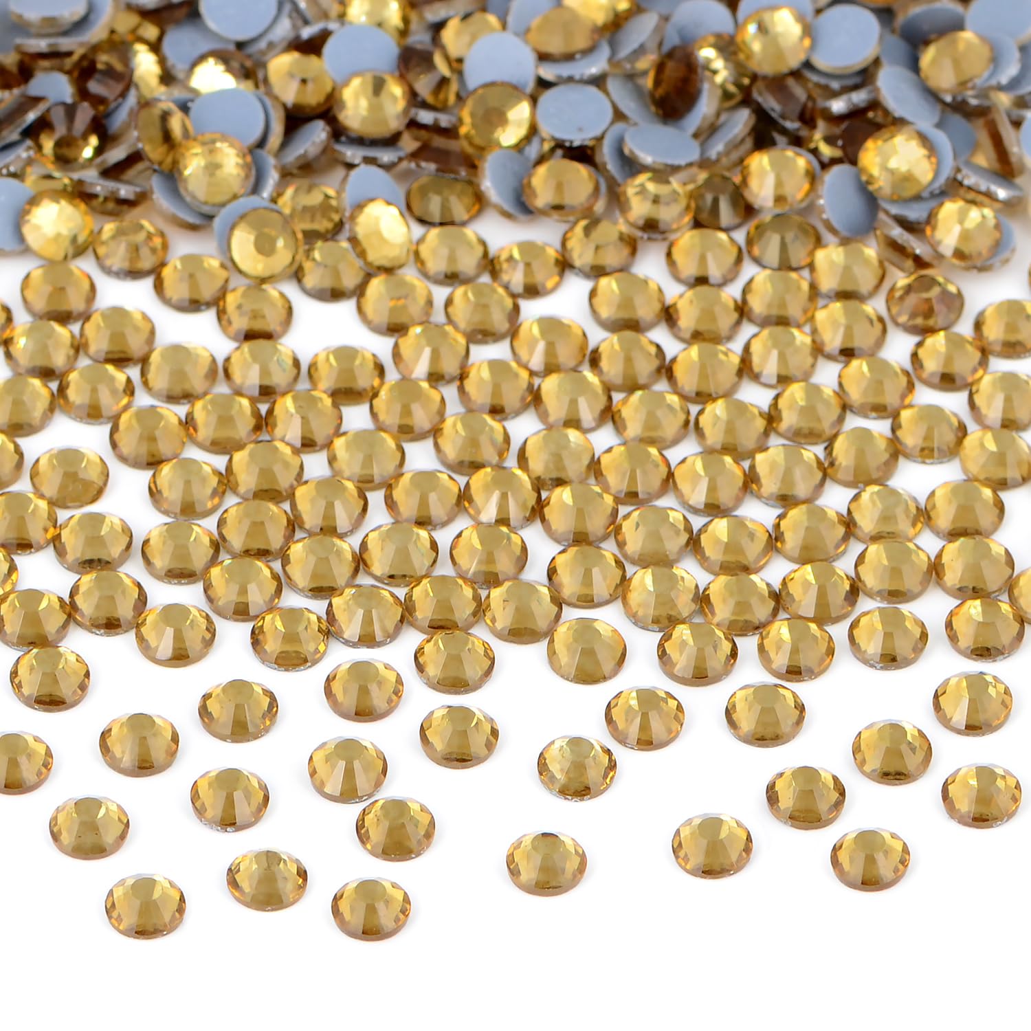 Bymitel Hotfix Crystal Rhinestones Round Gems Iron on DIY Jewelry Making Flat Back for Crafts,Lt. Topaz, 2.4mm(SS8/2880pcs)