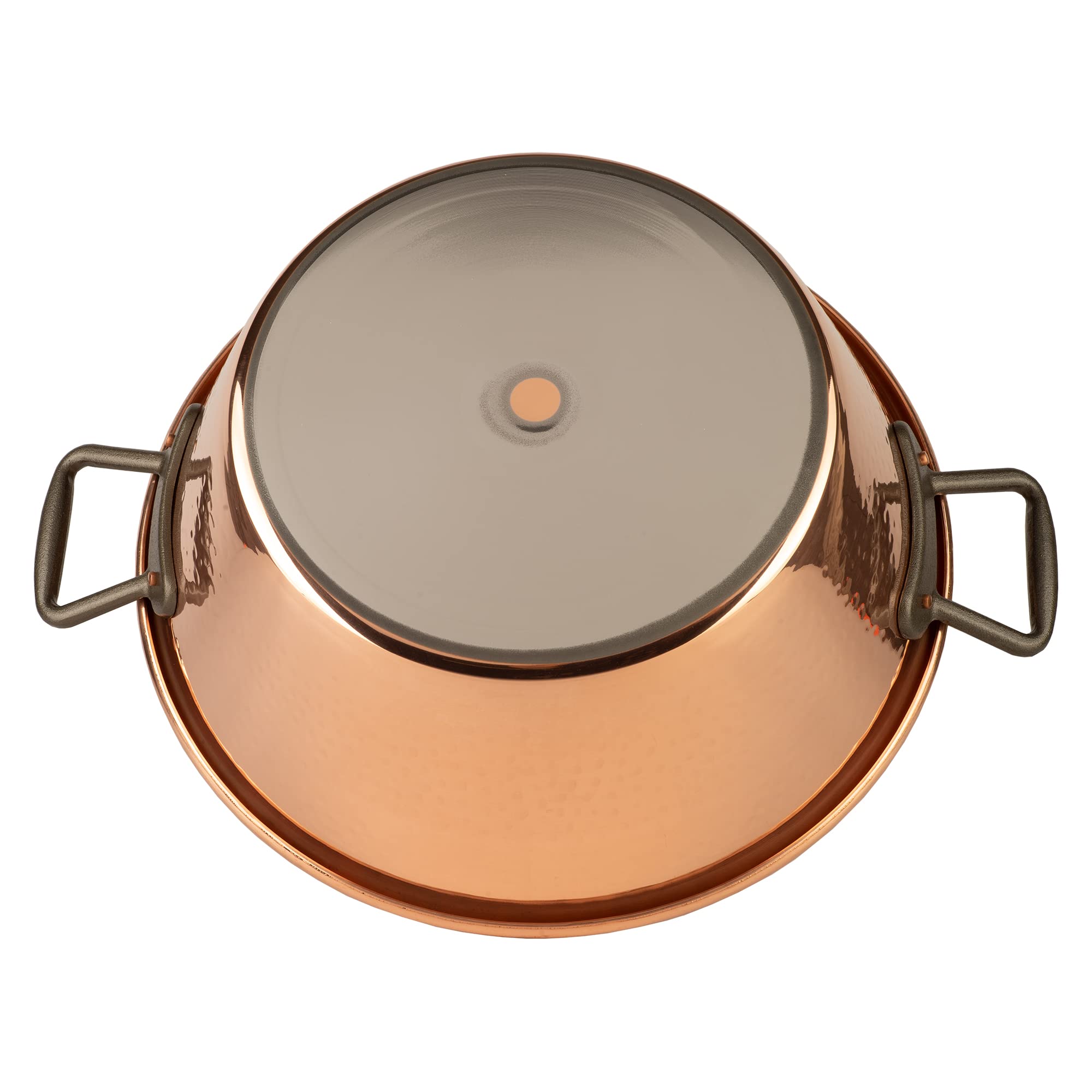 Cuivre Induction | Bassine à confiture en cuivre | Poignées en fonte, fond ferromagnétique | Fabrication Française (12 Liter)