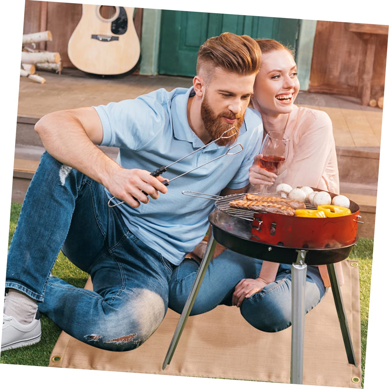 BESTonZON 1Pc Fireproof Blanket Dual Sided Insulation Mat Fire Resistance Cloth for Camping BBQ and Emergency Situations Heat Shield for Kitchen and Outdoor Use