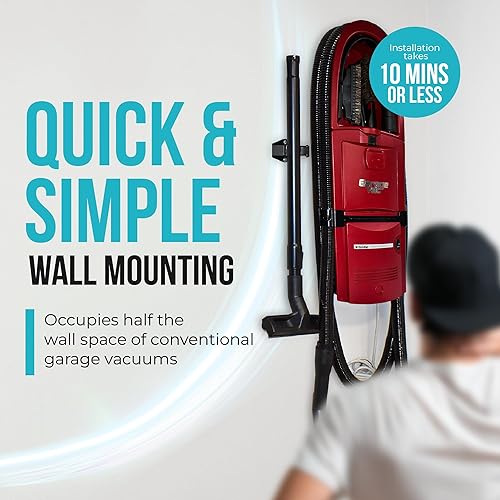 Miniatura 3 de InterVac Aspiradora de garaje para taller, aspiradora de garaje de 1 galón montada en la pared, aspiradora de manguera elástica para caravanas,