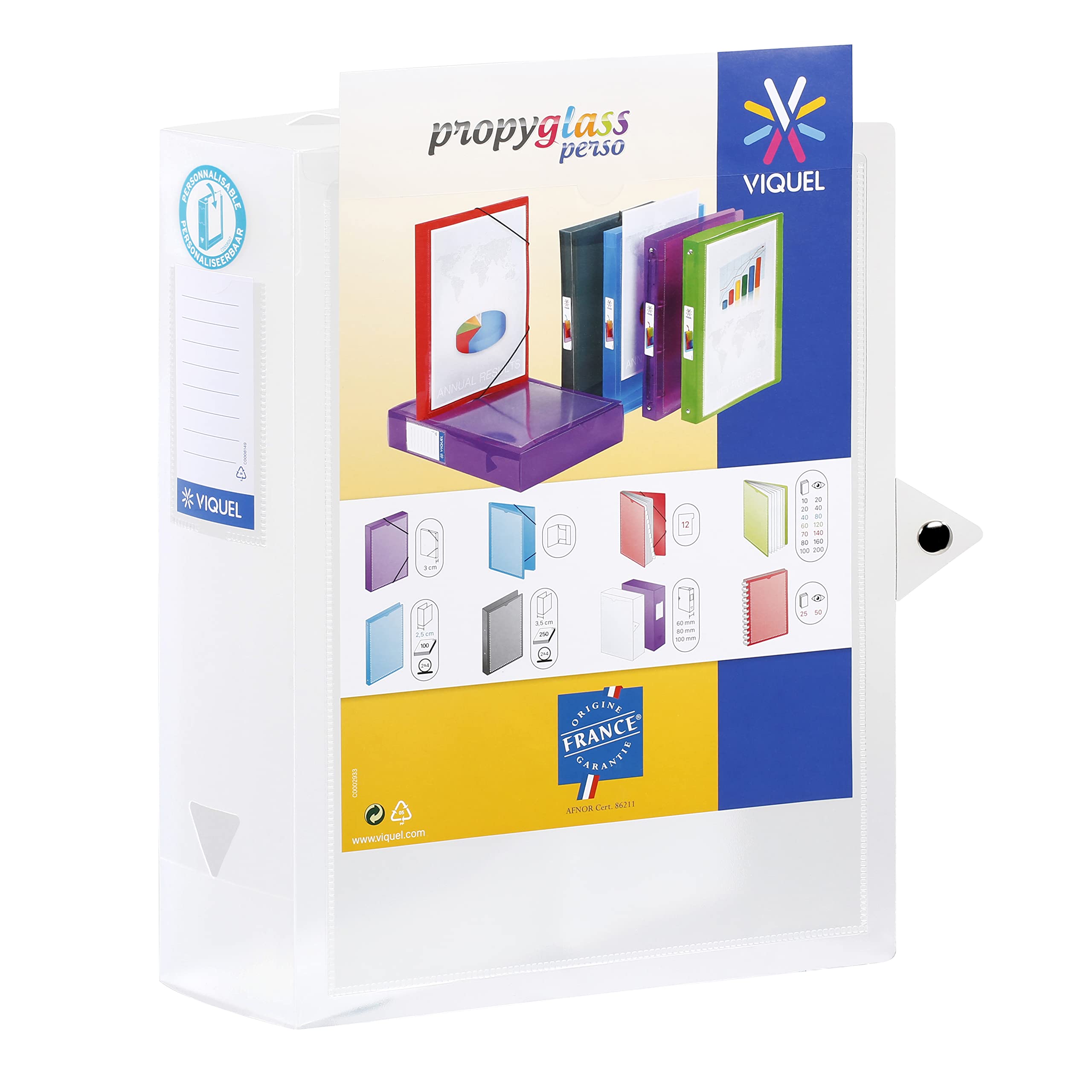 Viquel Class Doc PROPYGLASS Personalisable Box File Spine Width 80 mm Back colourless - Image 2