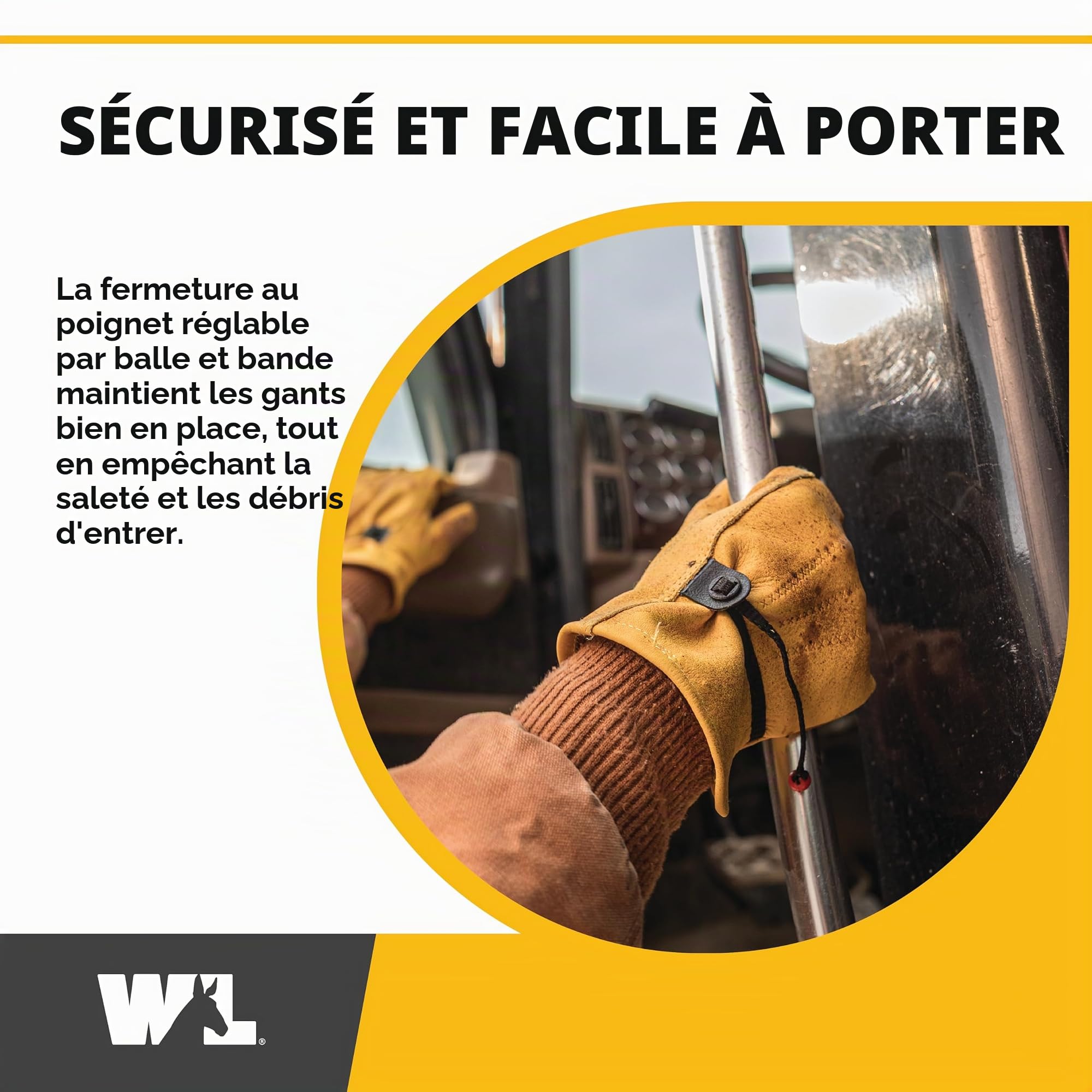 Wells Lamont Premium Heavy Duty Grain Cuir de vache Entièrement en cuir Gants de travail, cuir reliées, Self-hem, boule et bande poignet Cinch, Palm Patch, 1132L